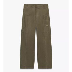 ZARA Balloon Cargo Pants Dark Khaki Size XS NWT